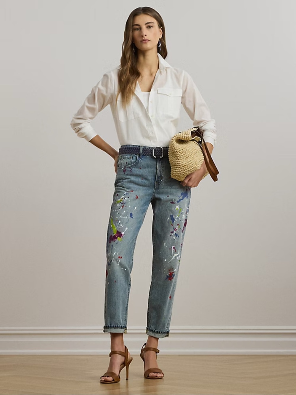 Ralph Lauren Paint-Splatter Relaxed Fit Women’s Jeans Size 6 NWT